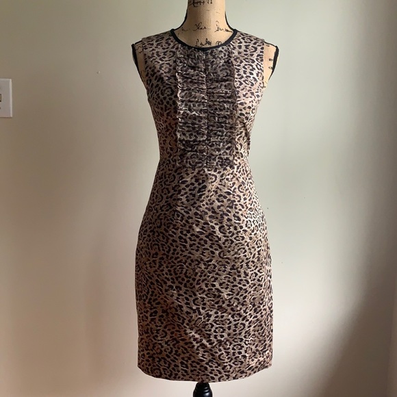 Elie Tahari Dresses & Skirts - Elie Tahari leapord print sheath dress ruffle 2